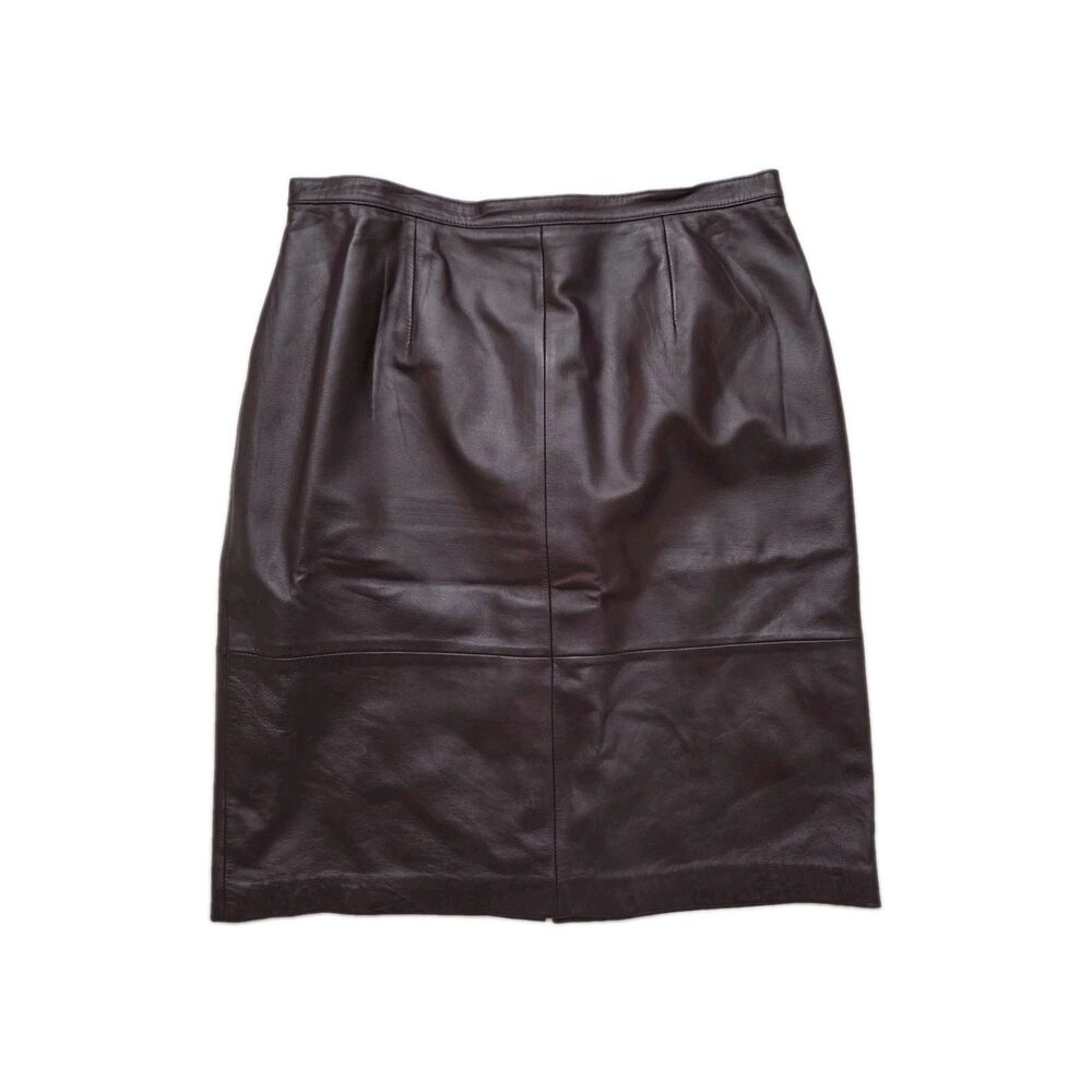 Jaclyn Smith Classic Burgundy Genuine Leather Skirt Womens Size 16